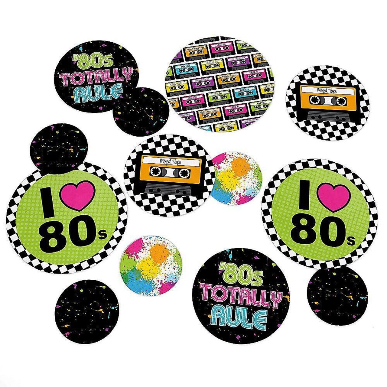 Big Dot of Happiness 80's Retro - Totally 1980s Party Giant Circle Confetti - Party Decorations - Large Confetti 27 Count